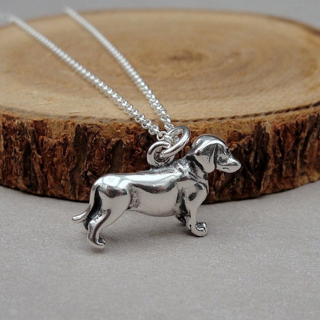 [MCM]★Dachshund Charm 14K Yellow Gold 3D Dachshund Charm Weiner Dog Pendant