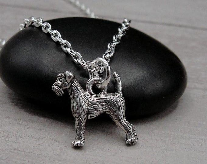 Airedale Terrier Necklace, Silver Plated Airedale Terrier Charm Necklace, Welsh Terrier Necklace, Airedale Terrier Gift, Welsh Terrier Gift