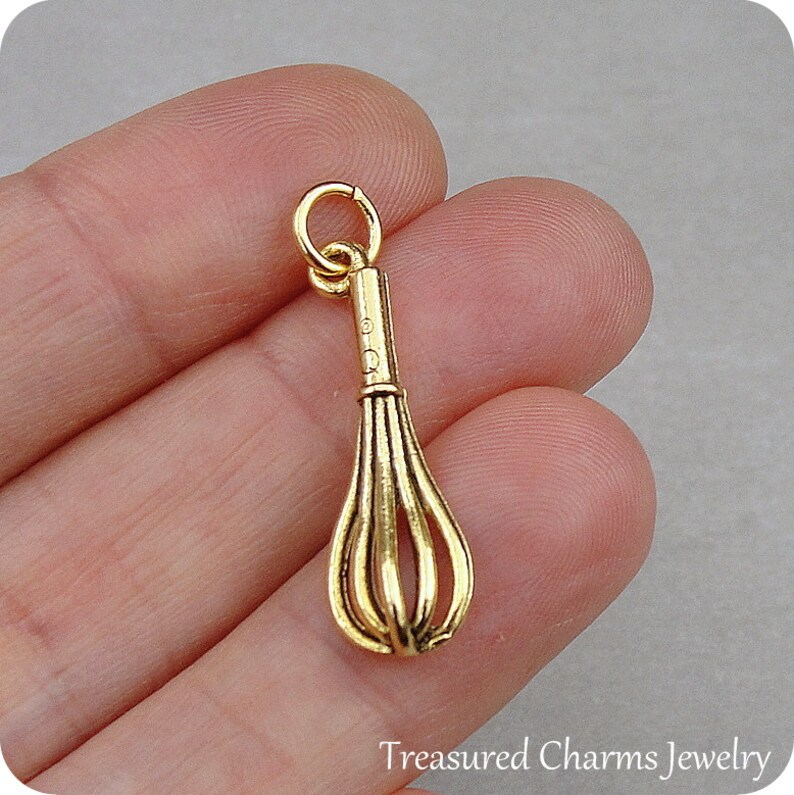 Whisk Charm Gold Whisk Charm for Necklace or Bracelet Baking Etsy