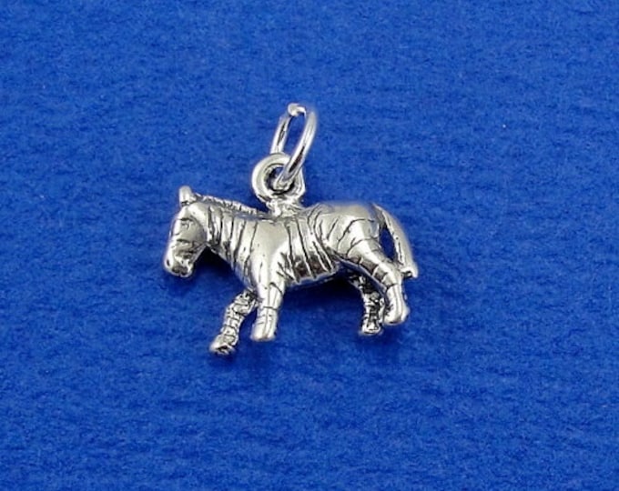 Zebra Charm - Sterling Silver Zebra Charm for Necklace or Bracelet