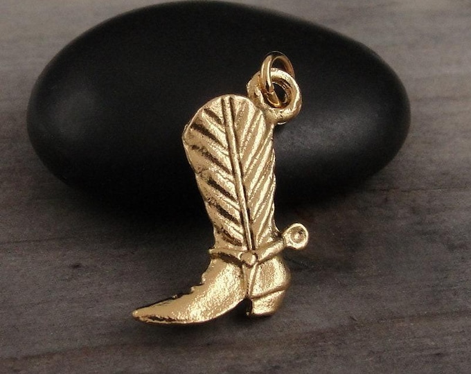 Cowboy Boot Charm, Gold Cowboy Boots Charm for Necklace or Bracelet, Rodeo Cowgirl Jewelry, Cowgirl Charm, Western Boot Charm Jewelry