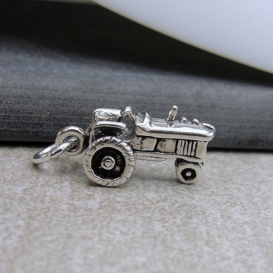 Farm Tractor Charm 925 Sterling Silver 3D Tractor Necklace Charm Farmer Charm Farming Charm Farm Equipment Charm Farmer Gift Jewelry