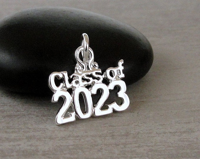 CLOSEOUT - Class of 2023 Charm, Graduation Charm, Silver Class of 2023 Charm, 2023 Graduation Pendant, Graduation Gift, Graduation Jewelry