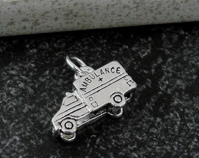 Ambulance Charm, Silver Ambulance Charm for Necklace or Bracelet, Paramedic Charm, EMT Charm, Hospital Charm, Paramedic Gift, EMT Jewelry
