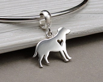 Sterling Silver Labrador Retriever Dangle Charm, Labrador Retriever Charm with Bail, Labrador Retriever Bracelet Charm, Labrador Dog Gift