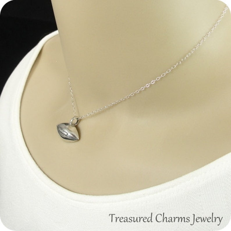 Sterling Silver Football Charm on a Silver Cable Chain Football Necklace