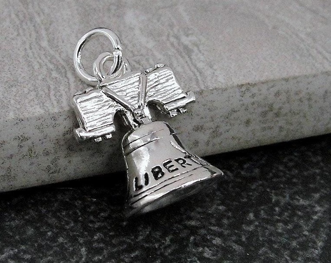 Silver Liberty Bell Charm, 3D Liberty Bell Charm, Philadelphia Charm, Independence Charm, Patriotic Charm, Necklace Charm, Bracelet Charm