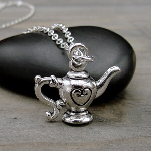 Teapot Necklace, Silver Plated Teapot Charm Necklace, Tea Lover Necklace, Tea Drinker Charm, Teapot Gift, Teapot Jewelry image 2