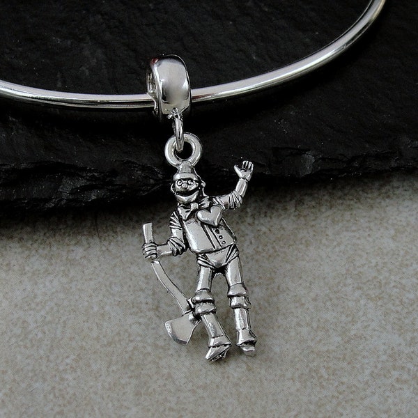 Tin Man European Dangle Bead Charm - Silver Plated Tin Man Charm for European Bracelet - Tin Man Charm on Bail - Tin Man Gift