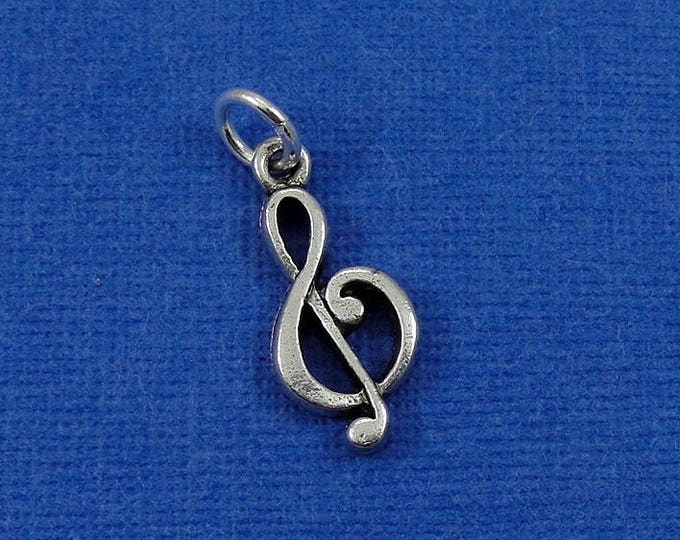 Treble Clef Charm - Silver Plated Musical Treble Clef Charm for Necklace or Bracelet