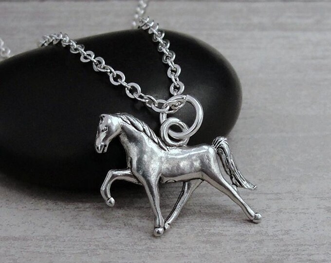 Walking Horse Necklace, Silver Horse Charm Necklace, Tennessee Walking Horse Charm, Equestrian Necklace, Equestrian Gift, Horse Lover Gift