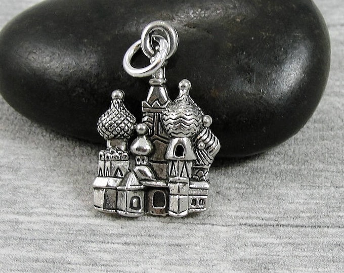 St. Basil's Cathedral Charm - Silver Plated Russian Cathedral Charm - Moscow Saint Petersburg Charm for Necklace or Bracelet