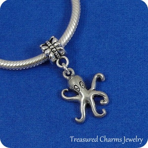 Octopus European Dangle Bead Charm - Silver Octopus Charm for European Bracelet