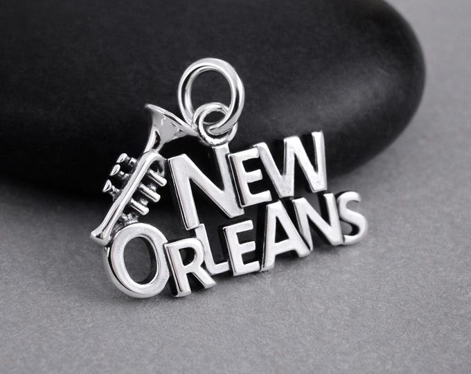 New Orleans Charm, 925 Sterling Silver New Orleans Charm for Necklace or Bracelet, Mardi Gras Charm, NOLA Pendant, New Orleans Souvenir