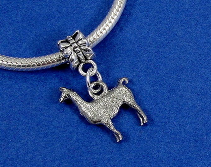 Llama European Dangle Bead Charm - Silver Llama Charm for European Bracelet