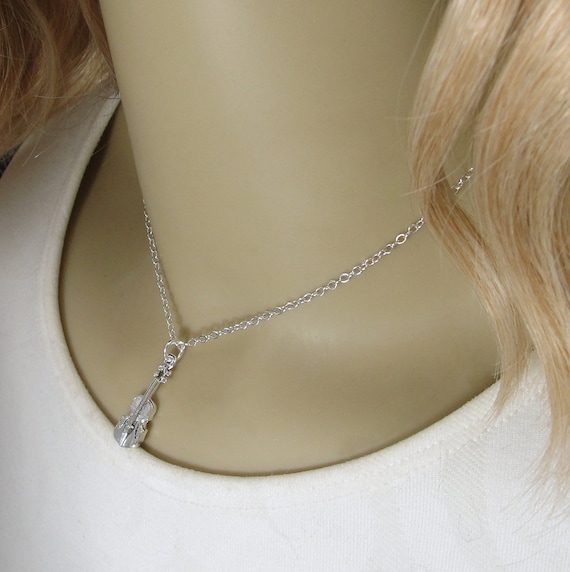 Silver Violin Necklace, Violin Charm, Cello Necklace, Cello Charm