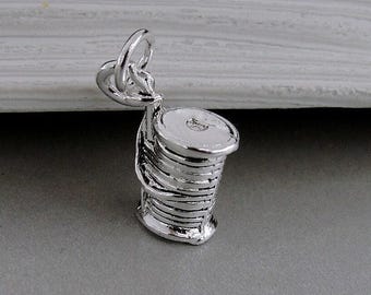 Sewing Charm, Silver Spool of Thread Charm for Necklace or Bracelet, Quilting Charm, Seamstress Charm, Sewing Gift, Sewing Jewelry