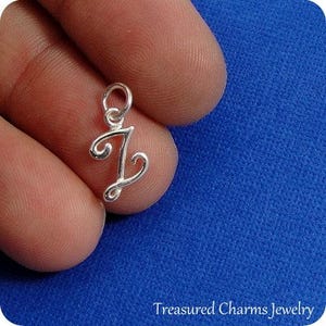 Script Letter Z Initial Charm - Sterling Silver Cursive Letter Z Alphabet Charm