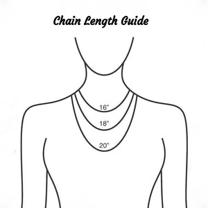 A black and white line drawing of a person's neck, with measurements labeled for different necklace lengths.