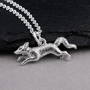 Fox Necklace, Silver Running Fox Charm Necklace, Coyote Charm Necklace, WIld Animal Charm, Wildlife Necklace, Fox Gift Jewelry