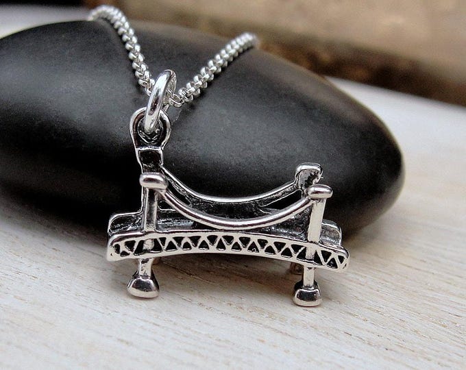 3D Bridge Necklace, 925 Sterling Silver California Bridge Charm, San Francisco Charm Necklace, California Souvenir, California Gift