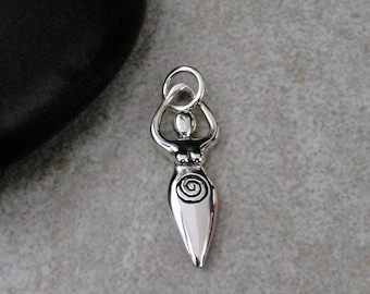 Fertility Goddess Charm, Sterling Silver Fertility Goddess Charm for Necklace, Fertility Charm, Fertility Deity Charm, Pregnancy Gift