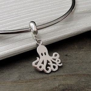 Octopus European Dangle Bead Charm - Sterling Silver Octopus Charm for European Bracelet - Sea Creature Charm - Nautical Charm