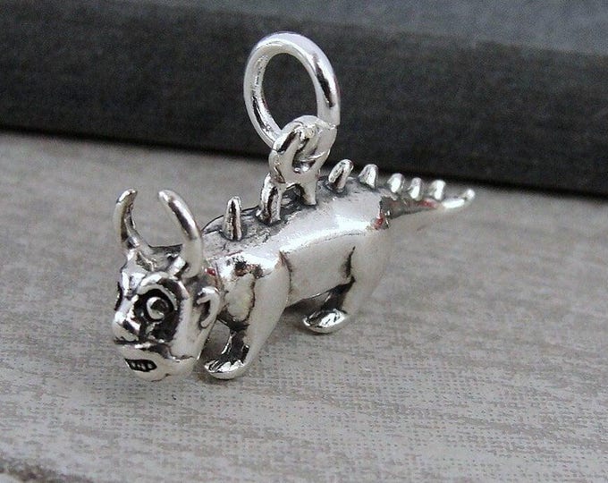 Sterling Silver 3D Hodag Charm, 3D Chupacabra Charm for Necklace or Bracelet, Rhinelander Charm, Beast Charm, Creature Charm