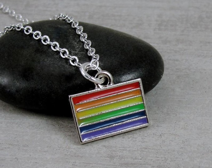 Rainbow Pride Flag Necklace, Pride Flag Charm, Pride Month Charm, LGBTQ Charm Necklace, Gay Pride Charm Necklace, Equality Charm, LGBTQ Gift