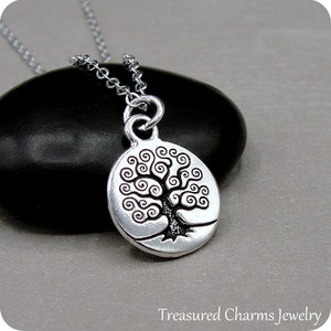 Collana in argento con albero della vita, collana con albero genealogico, ciondolo con albero della vita, ciondolo con albero della vita, gioielli con albero genealogico, collana semplice con albero