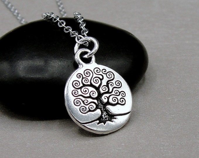 Silver Tree of Life Necklace, Family Tree Necklace, Tree of Life Charm, Tree of Life Pendant, Family Tree Jewelry, Simple Tree Necklace