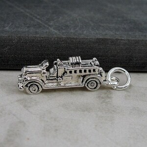 Fire Engine Charm, Silver Fire Truck Necklace Charm, 3D Fire Engine Necklace Charm, Firefighter Charm, Firefighter Gift, Firefighter Jewelry