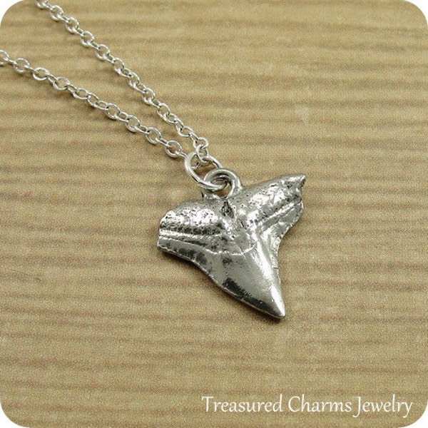 Shark Tooth Necklace, Silver Shark Tooth Necklace on a Silver Cable Chain