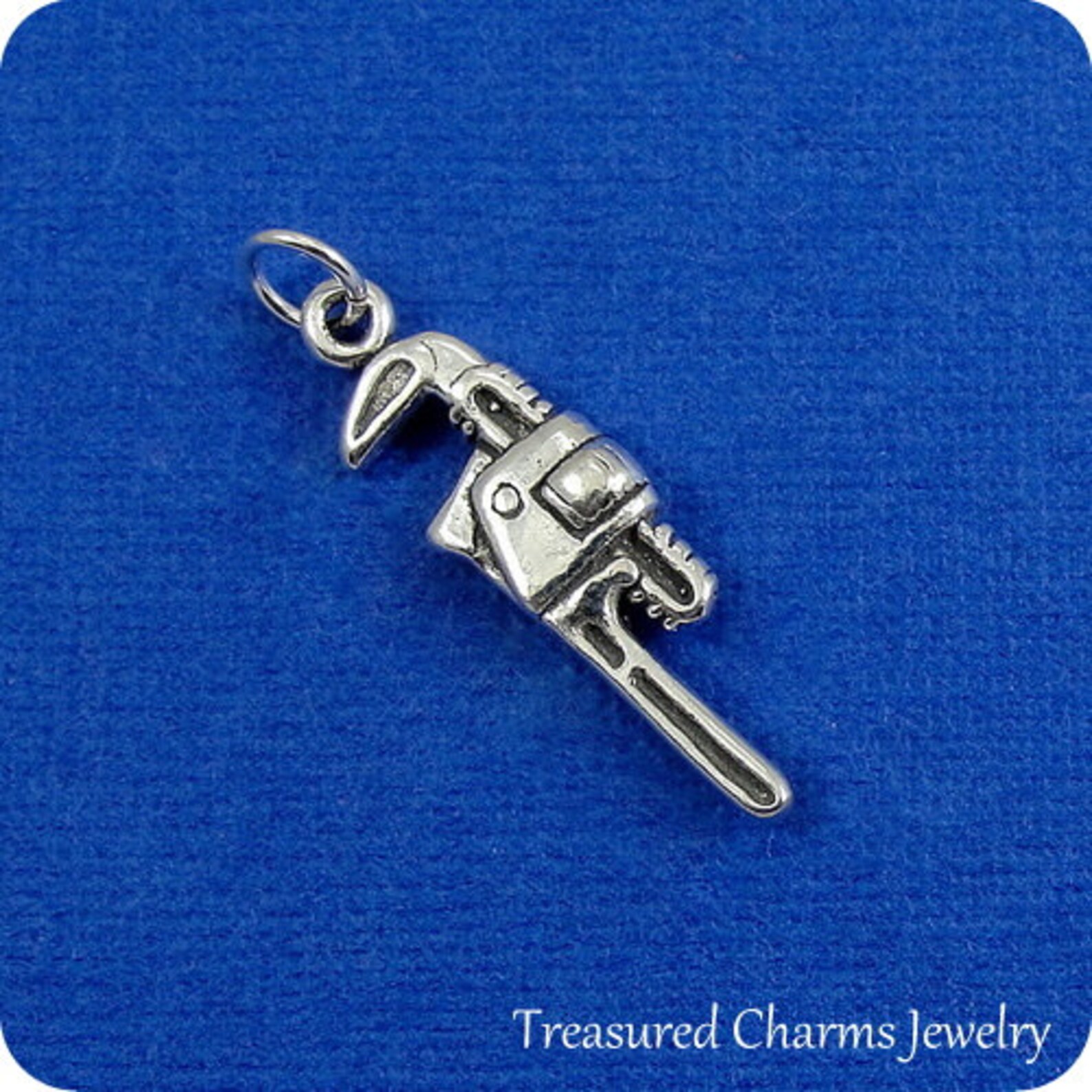 Pipe Wrench Charm Sterling Silver Pipe Monkey Wrench Charm Etsy