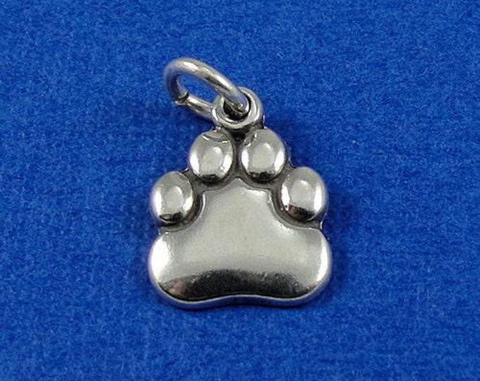 Paw Print Charm - Sterling Silver Small Paw Print Charm for Necklace or Bracelet