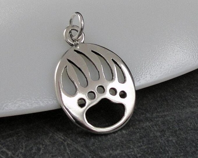 Bear Paw Charm, 925 Sterling Silver Bear Claw Necklace Charm, Southwestern Charm, Native American Charm, Paw Print Charm, Grizzly Bear Charm