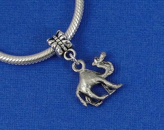 Camel European Dangle Bead Charm - Silver Camel Charm for European Bracelet