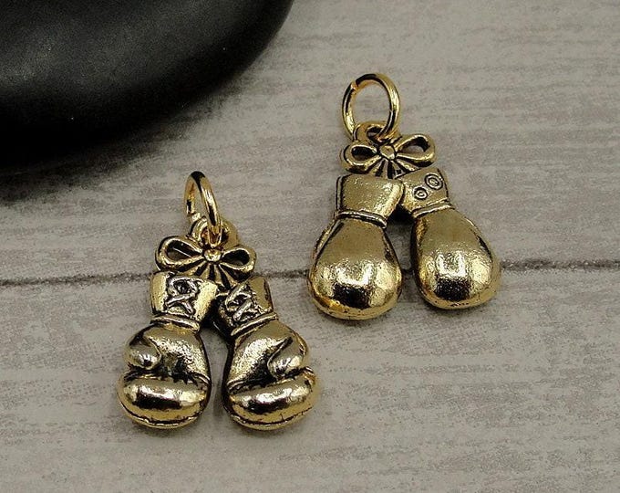 Boxing Gloves Charm, Gold Boxing Gloves Charm for Necklace or Bracelet, Boxer Charm, Boxing Jewelry, Fighter Charm, Survivor Charm Jewelry