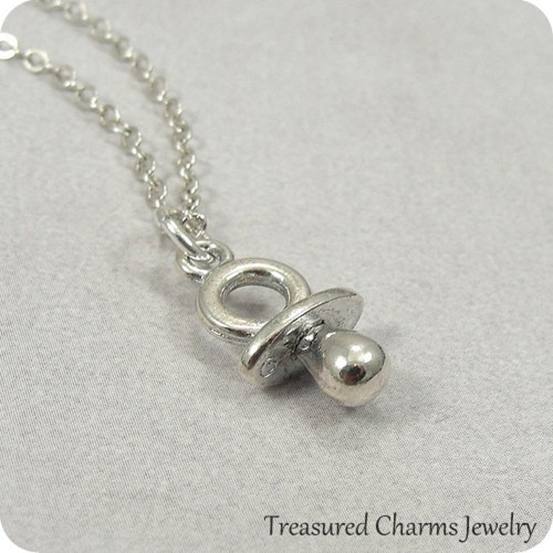 Tiny Pacifier Necklace Silver Plated Baby Binky Pacifier Etsy