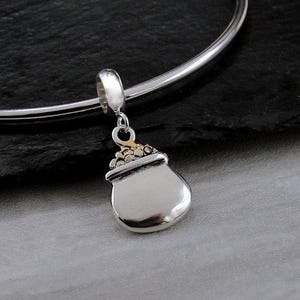 925 Sterling Silber Topf voller Gold Perlenanhänger, Topf voller Gold Europäischer Charme, Glückskoboldanhänger, Armbandanhänger, Großlochperle