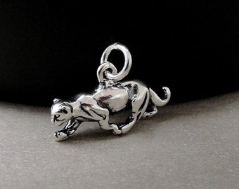 Panther Charm, 925 Sterling Silver 3D Panther Charm for Necklace or Bracelet, Jaguar Charm, Cougar Charm, Jungle Charm, Big Cat Charm