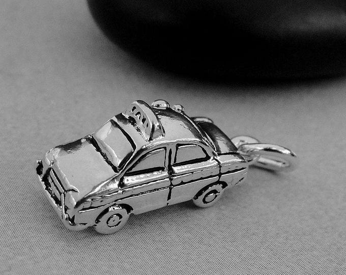 Silver Taxi Charm, Taxi Cab Necklace Charm, Cab Driver Bracelet Charm, Cab Driver Gift, Taxi Cab Jewelry