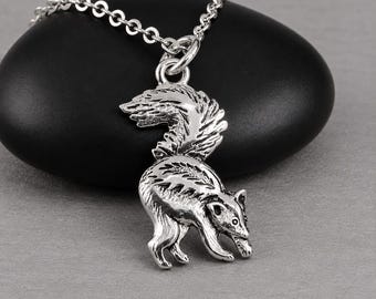 Skunk Necklace, Silver Plated Skunk Charm Necklace, Skunk Pendant, Wildlife Necklace, Skunk Gift, Skunk Jewelry
