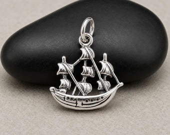 Pirate Ship Charm, 925 Sterling Silver Galleon Ship Charm for Necklace or Bracelet, Ship Pendant, Pirate Gift, Pirate Jewelry