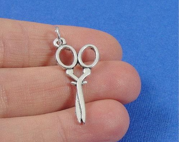 Antique Style Scissors Charm - Silver Plated Old Fashion Scissors Charm for Necklace or Bracelet