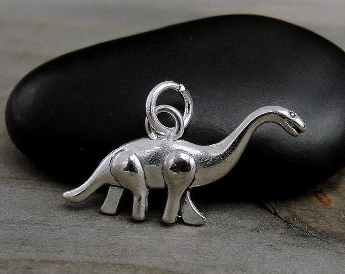 Brontosaurus Charm, Silver Dinosaur Charm for Necklace or Bracelet, Brontosaurus Pendant, Brontosaurus Necklace, Dinosaur Gift Jewelry