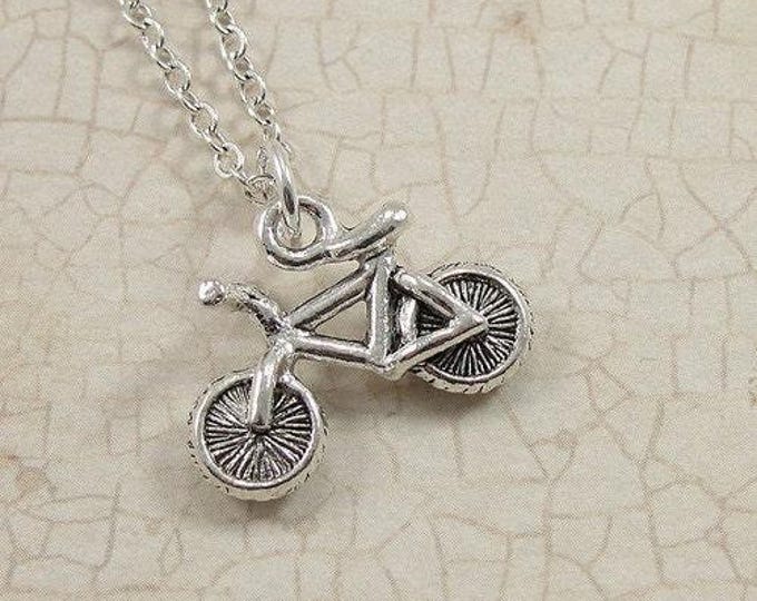 Bicycle Necklace, Silver Plated Bike Necklace on a Silver Cable Chain