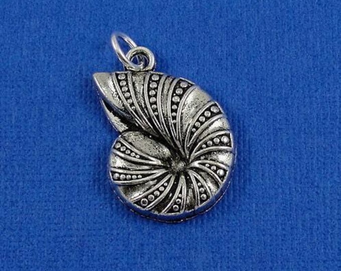 Nautilus Shell Charm - Silver Plated Sea Shell Charm for Necklace or Bracelet