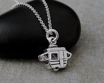 Small Pop up Camper RV Motor Home Sterling Silver 3d Charm -with