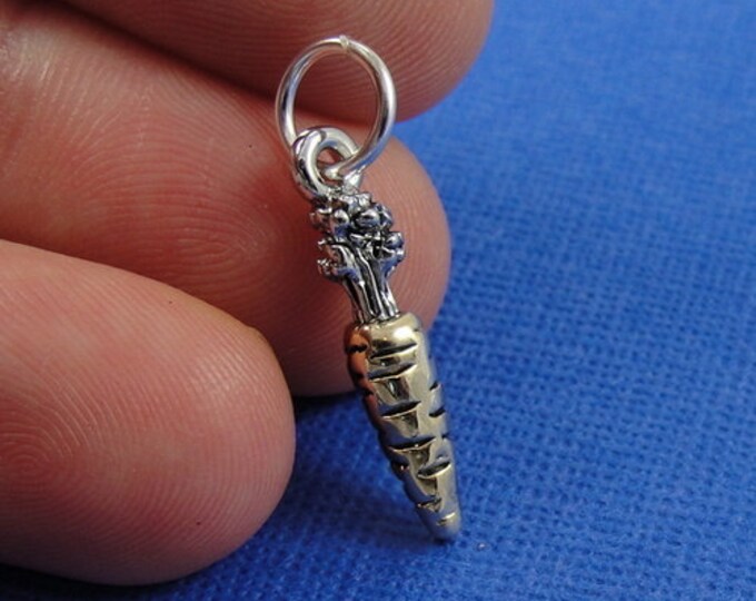 CLOSEOUT - Orange Carrot Charm - Silver and Orange Carrot Charm for Necklace or Bracelet